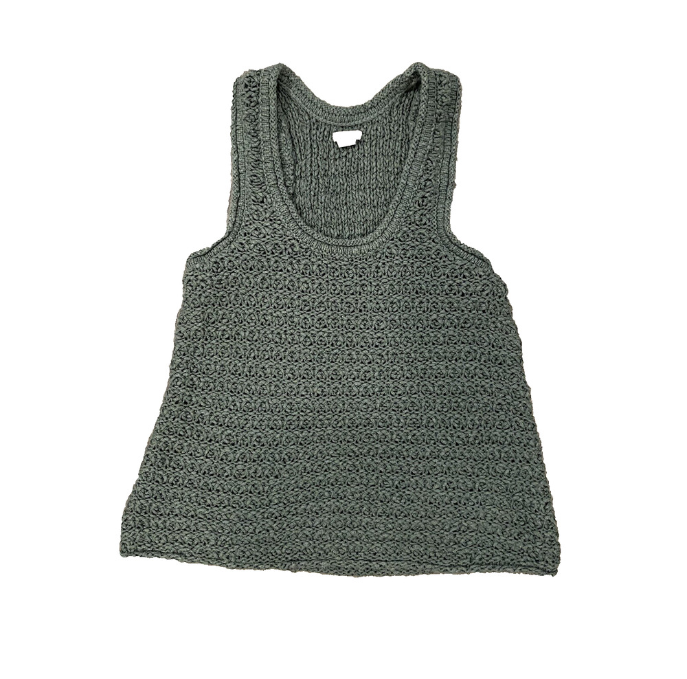 Aerie Shirt Womens Size Small Sage Green Summer Crochet Knit Tank Top Coastal
